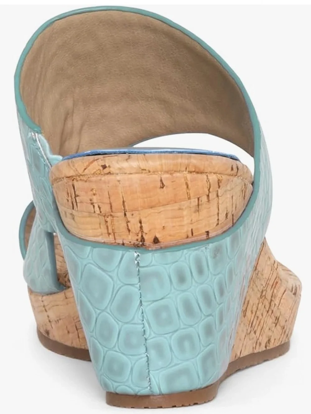 Donald J. Pliner Women's Light Blue Croc-Embossed Cork Wedge Sandal 8.5